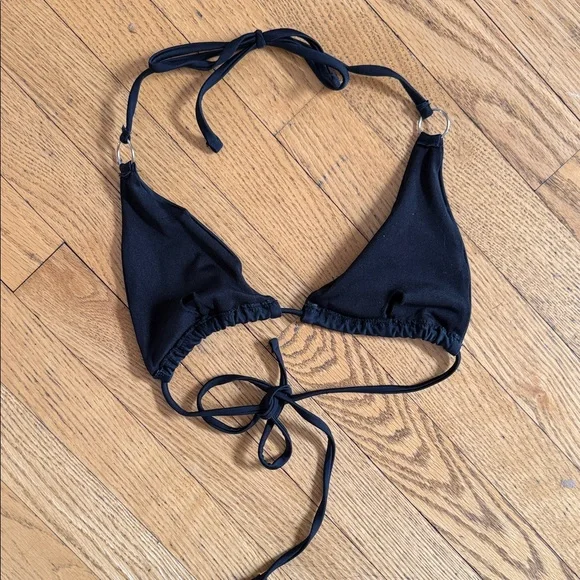 Source Unknown Black Triangle String Bikini Top with Silver Rings - Picture 5 of 5
